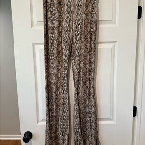 Windsor Brown and Cream Snake Print Flare Pants